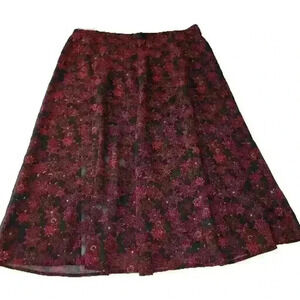 Jaclyn Smith Skirt Womens 1X Black Red Lined Side Zip Whimsygoth Witchy